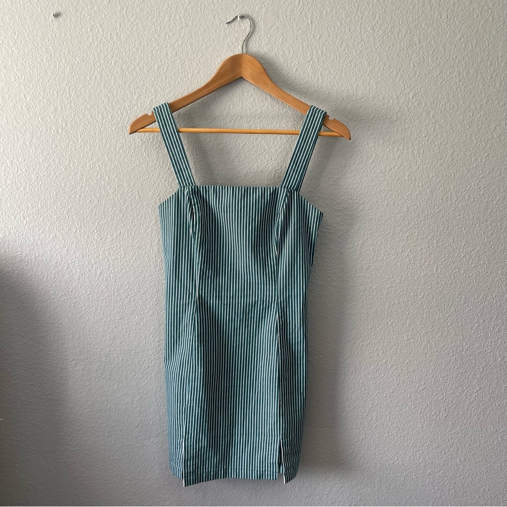 Forever 21 Teal/Blue and White Striped Mini Dress Small